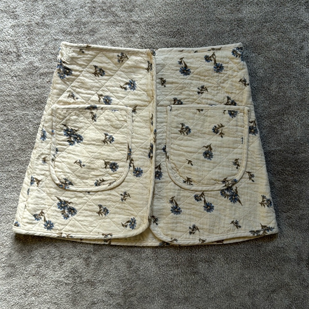 Zara Cream Floral Quilted Skirt
